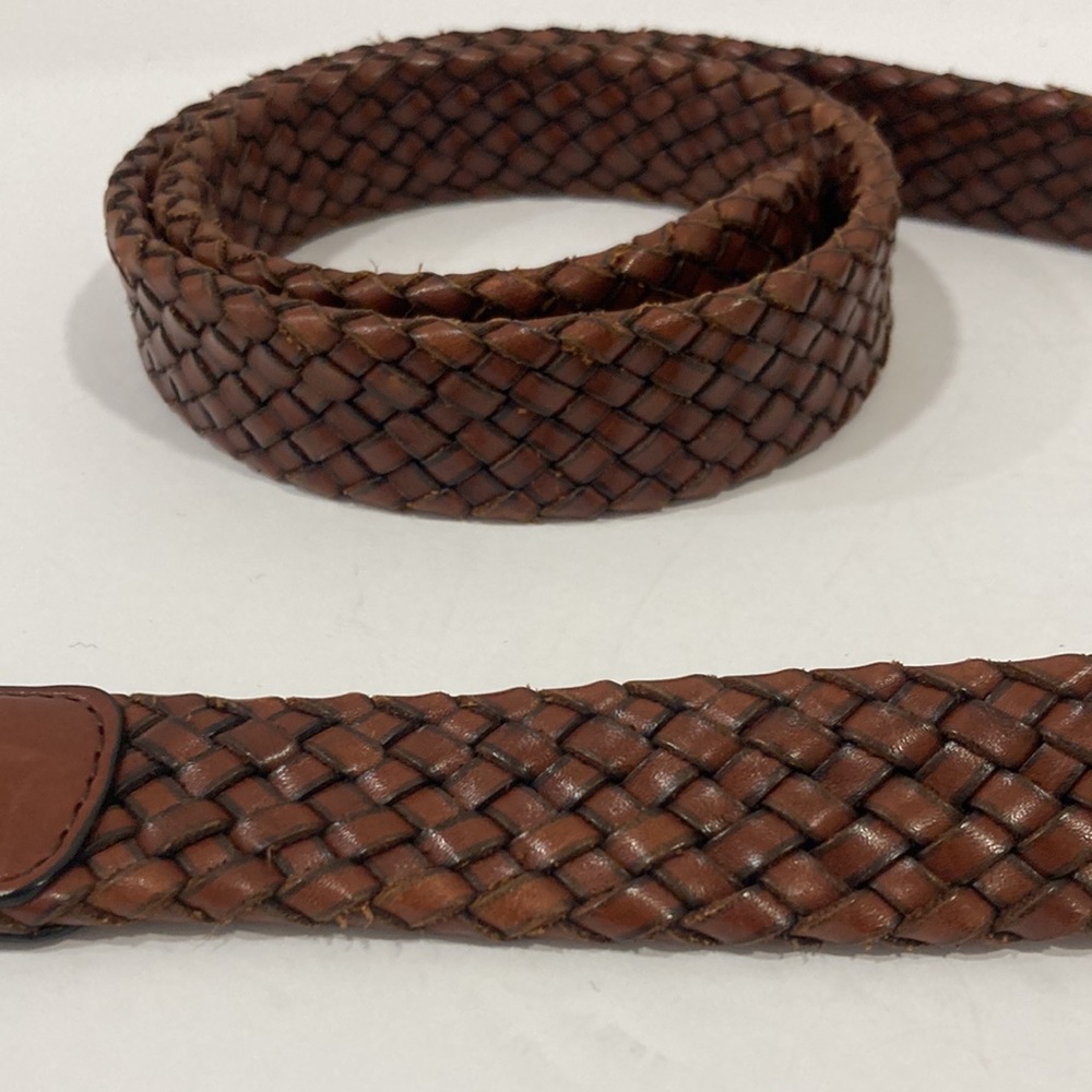 Cole Haan Men's Brown Leather Braided Belt Gold Buckle Size 38 - Picture 7 of 7